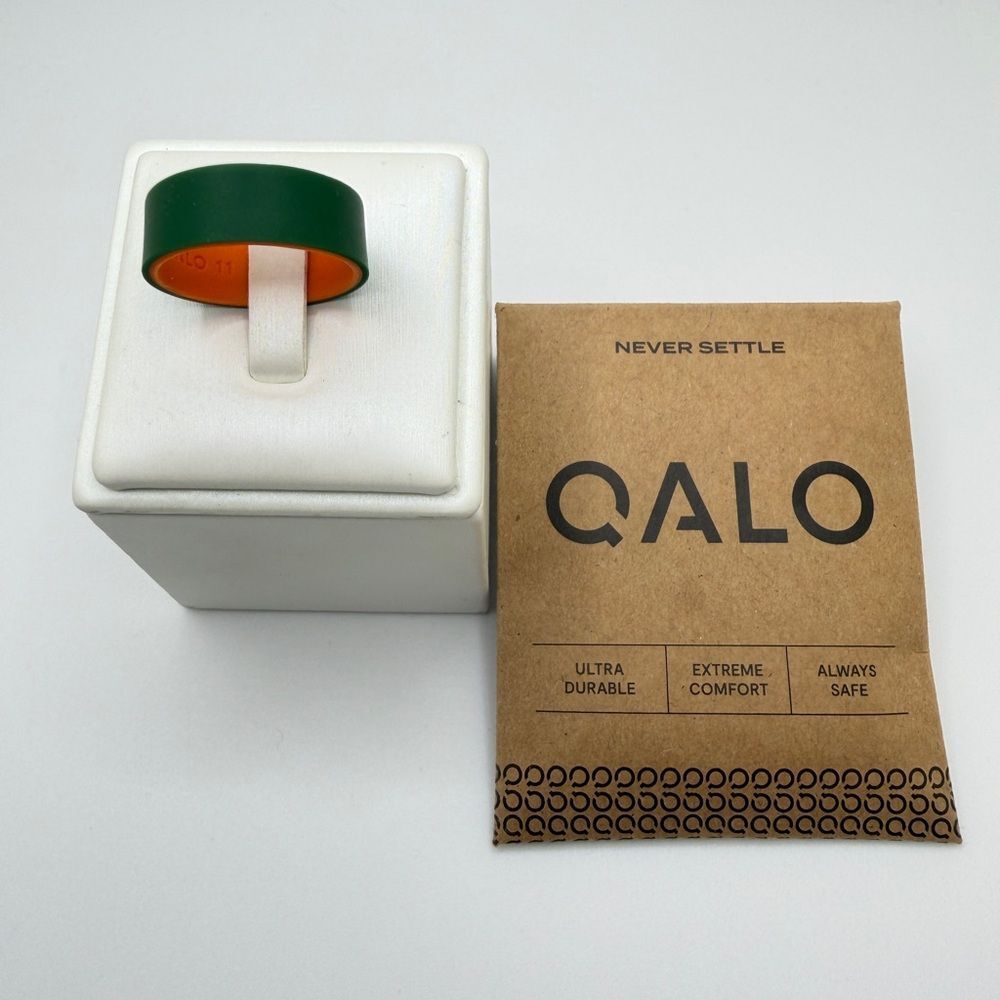 NWT Men's‎ QALO Size 11 Orange/Green Silicone Ring. 9mm thick band!